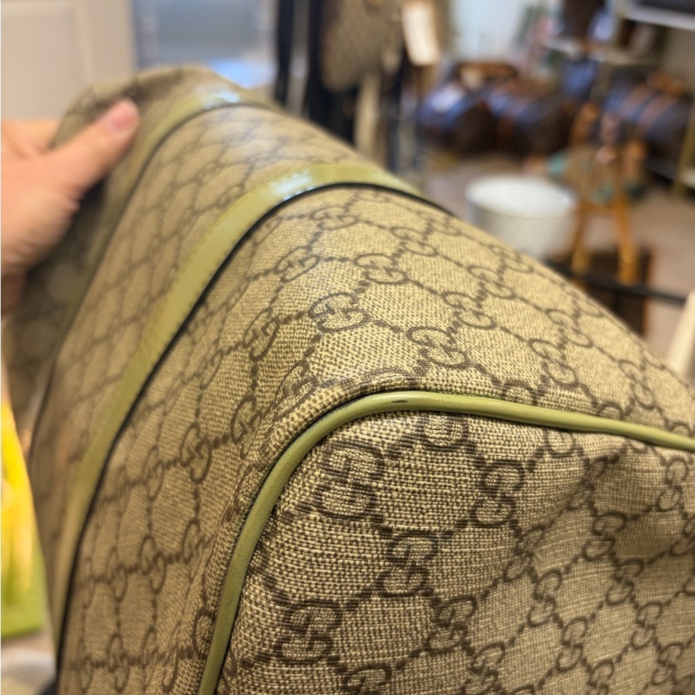 Gucci Beige and Green Monogram Boston Joy Bag - Picture 14 of 16